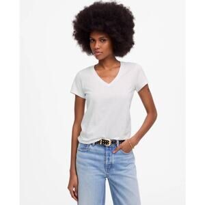 Madewell Slub Pima Cotton Jersey Perfect V-Neck Tee WMNS M White Short Sleeves